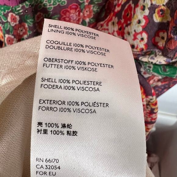 Maeve Anthropologie Sirena Ruffled Tunic Dress M Floral Print V-Neck Boho Flowy - Picture 9 of 9